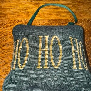 Festive Green and Gold Holiday Hanging Pillow for doorknob or wall or on tree